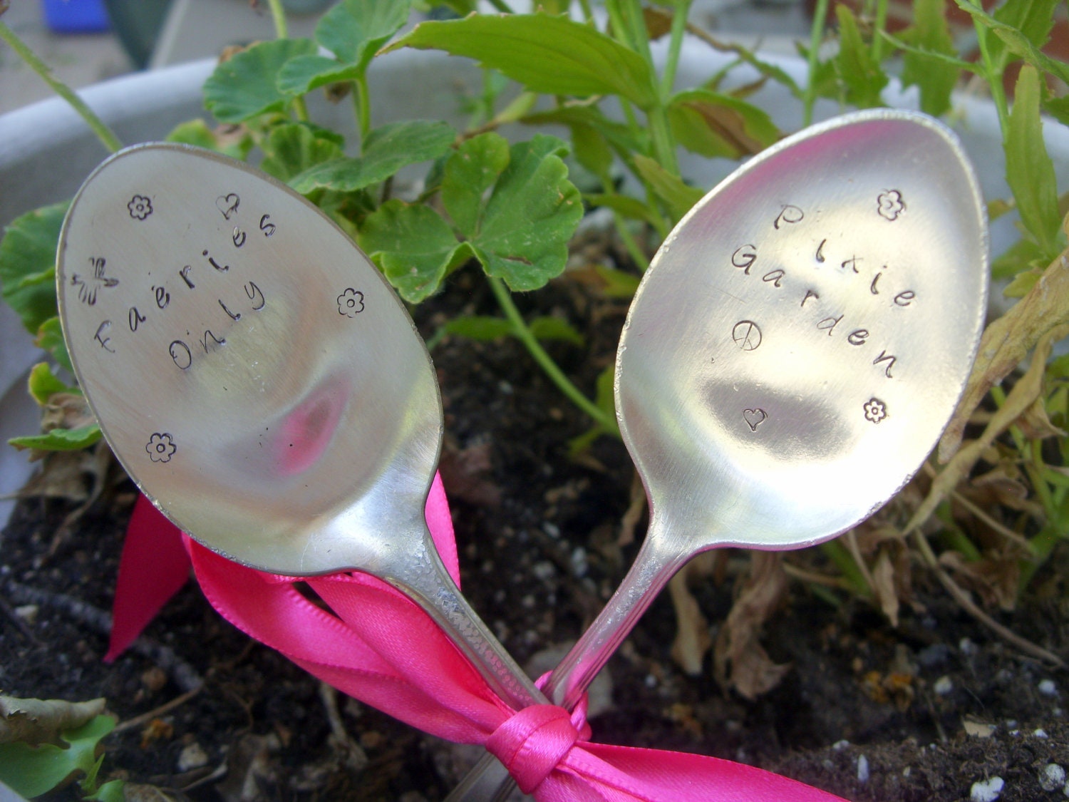 Vintage teaspoon garden markers hand stamped inspirational personalized gift one marker