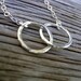 Love links- fine silver linked circle pendant necklace on sterling silver chain