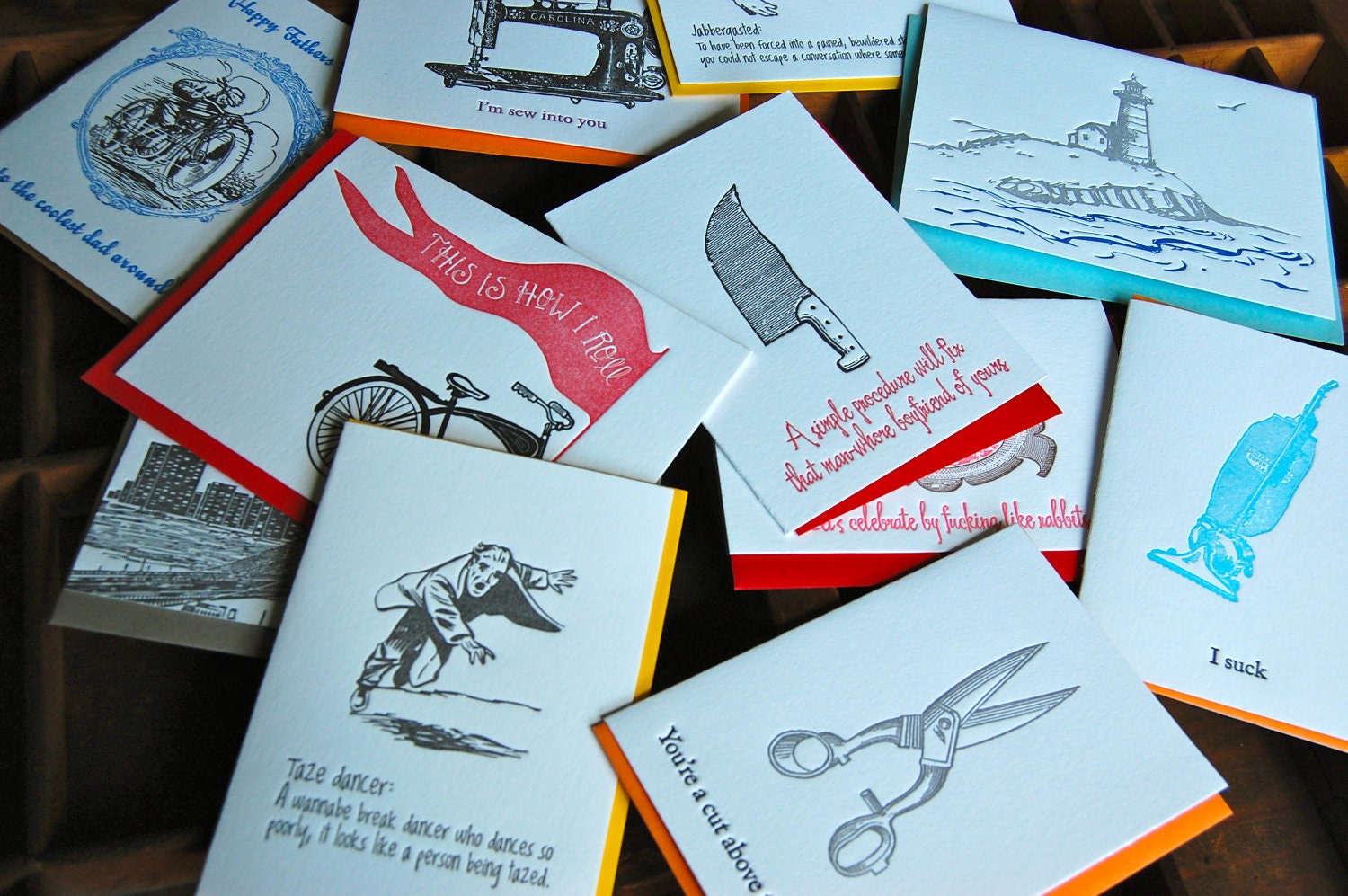 Choose ANY 6 letterpress greeting cards