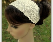 Gift for Women Gift For Friend Gift for Girls Stretchy Lace Headband in IVORY Head band Lace Head Band Feminine Vintage