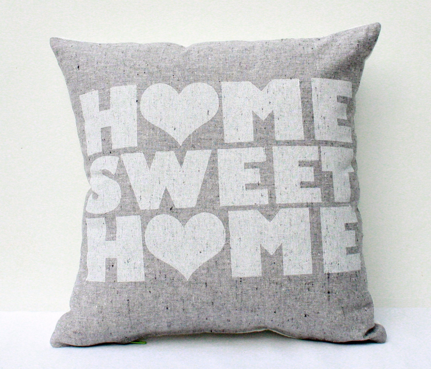 Home Sweet Home - screen printed housewarming organic pillow, 12"x12"