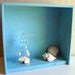 Rustic Turquoise Wood Curio Wall Shelf Hanging or Standing