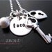 Lock and Key Necklace - Hand Stamped Jewelry - Personalized Necklace - Key to Unlock Heart Necklace
