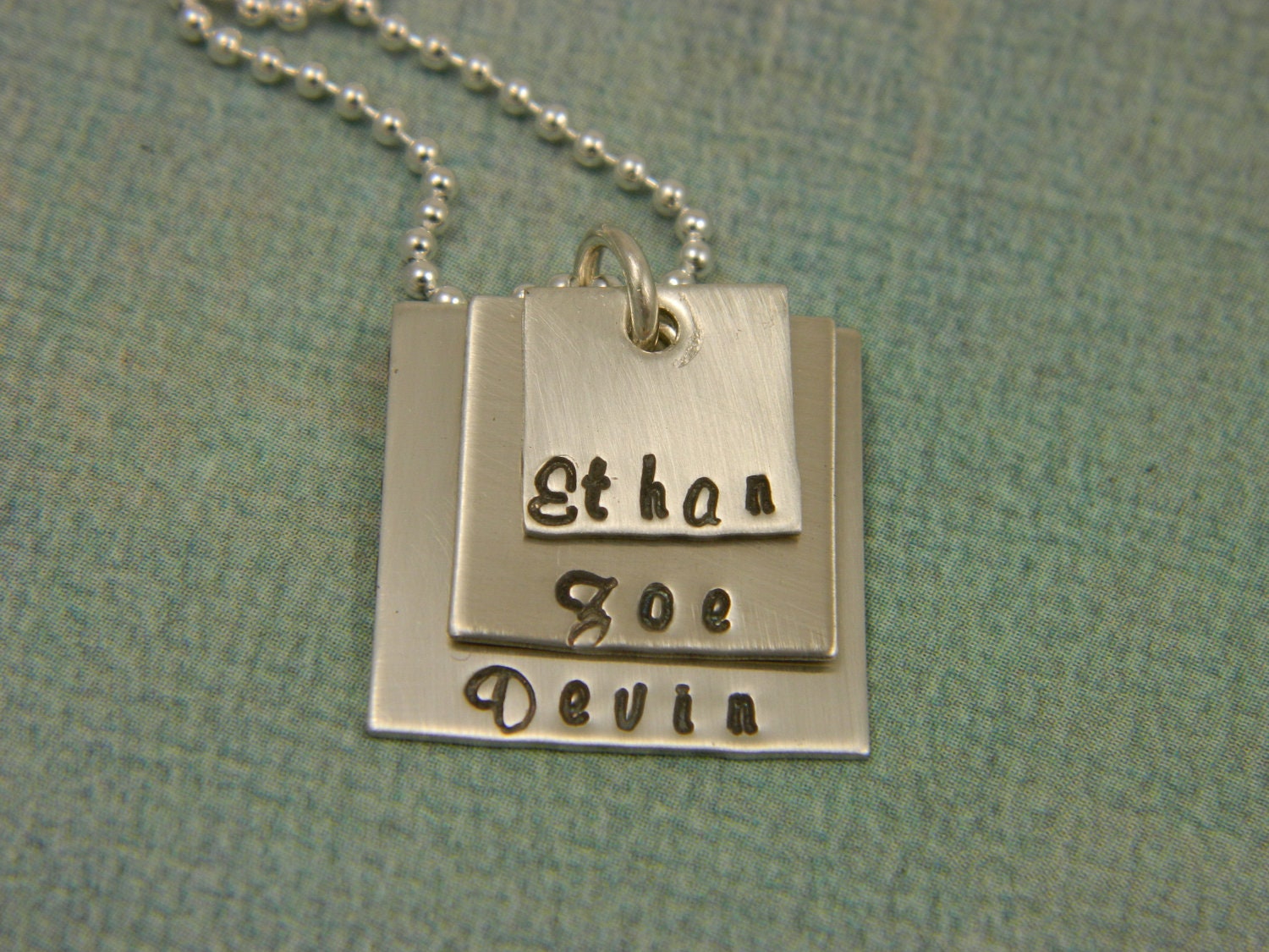 Handstamped Necklace - Personalized Sterling Silver Jewelry - Layered Hand Stamped Necklace - Tiny Tokens Designs