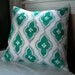 Teal and Gray ogee hand printed linen pillow case