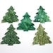 Fabric Applique Iron-Ons - 10 Batik Christmas Pine Trees
