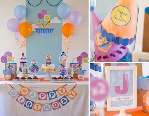 Custom Noah's Ark, Two by Two, Giraffe Twin Birthday DIY Party Package by MayDetails: Full Collection Il_570xn