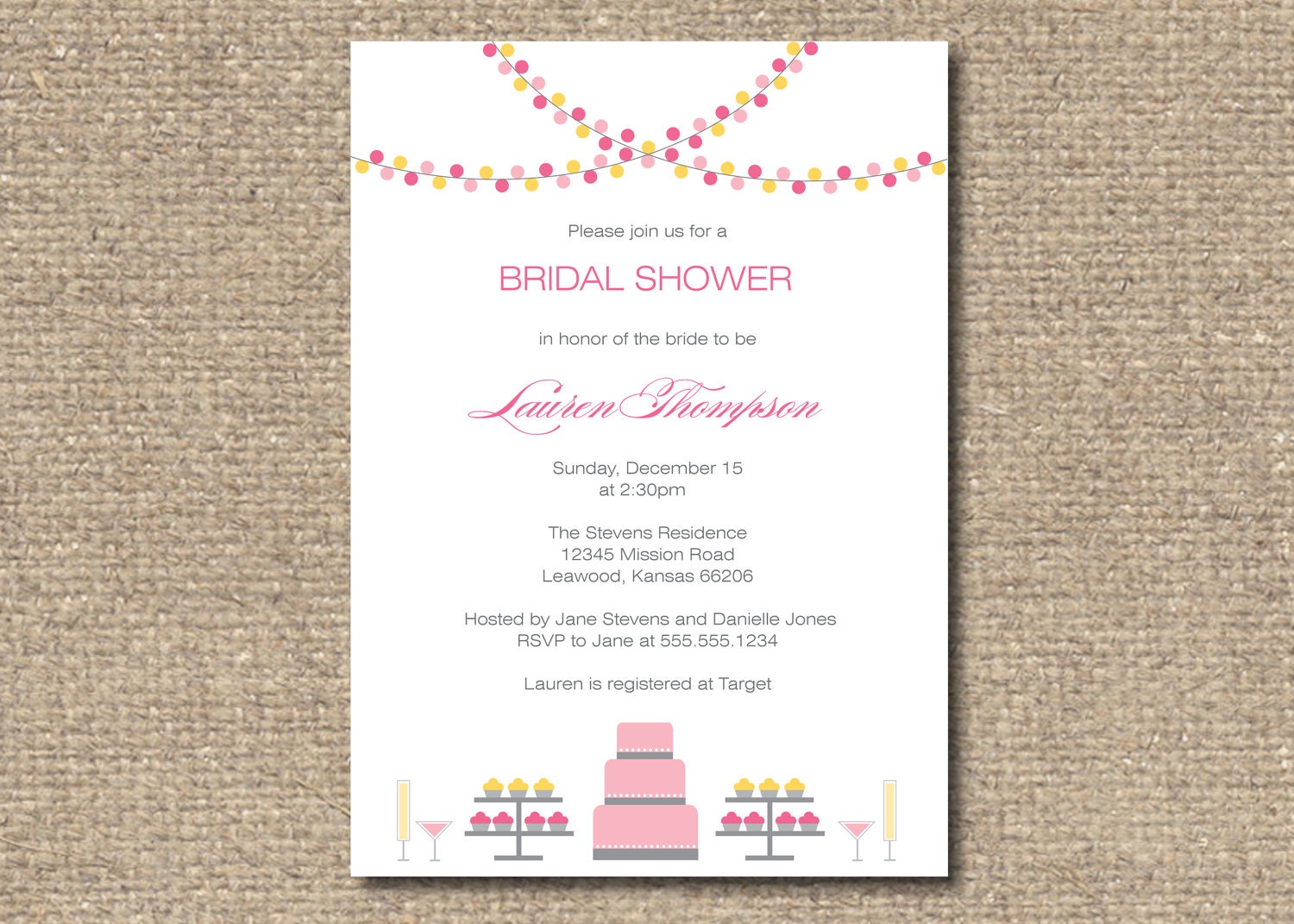 Printable Bridal Shower Invitation - Dessert Buffet