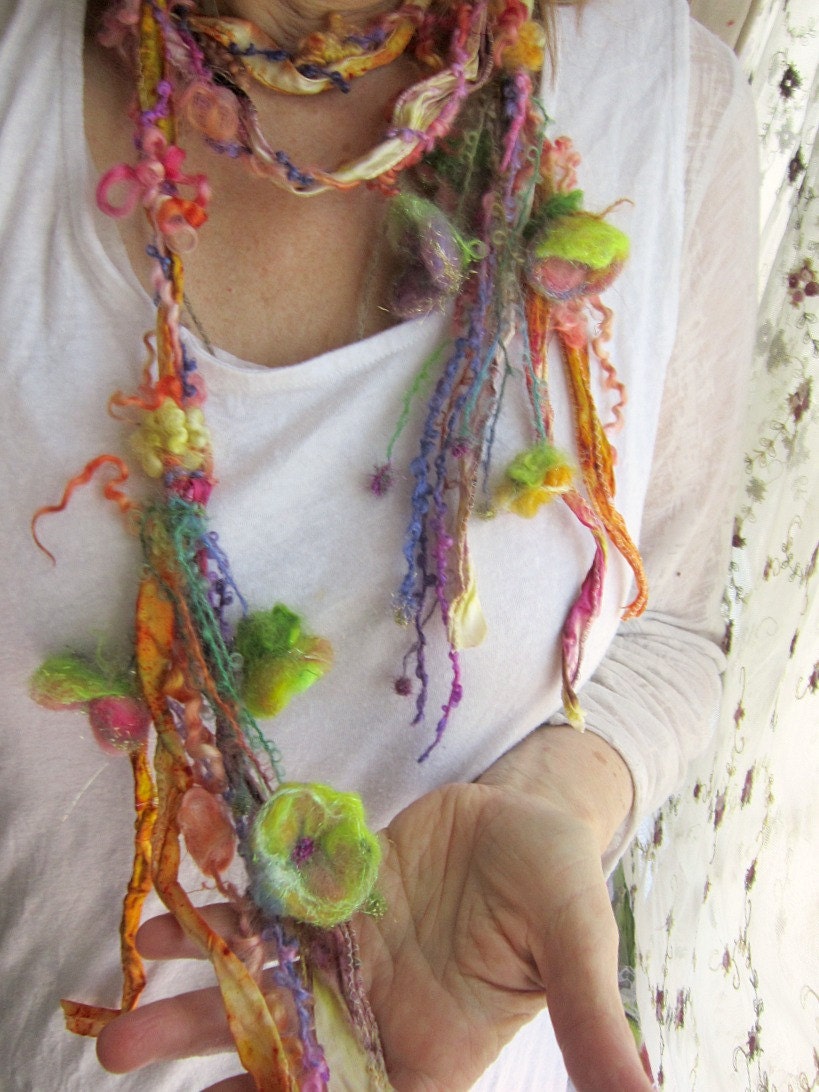 scarf enchanted forest fiber braid lariat - fairy party