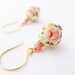 Tensha Bead Earrings with coral and gold vermeil shabby chic spring flower jewelry