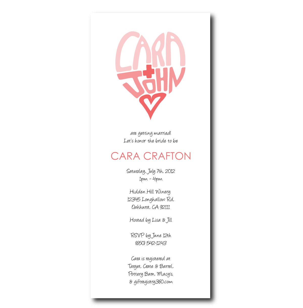 50 Invitations with Customized Couples Name Design