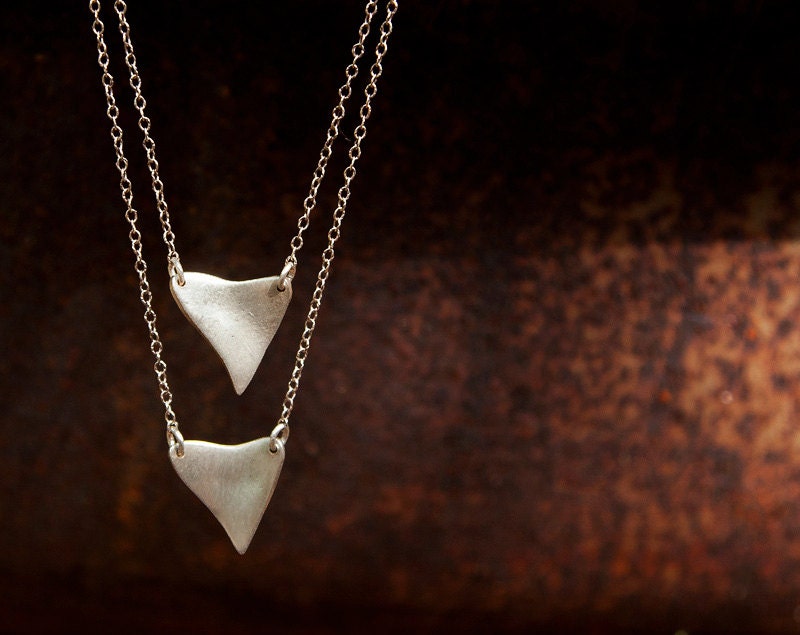 Double Sharks Tooth Necklace - Personalized with Names, Date or Initials.