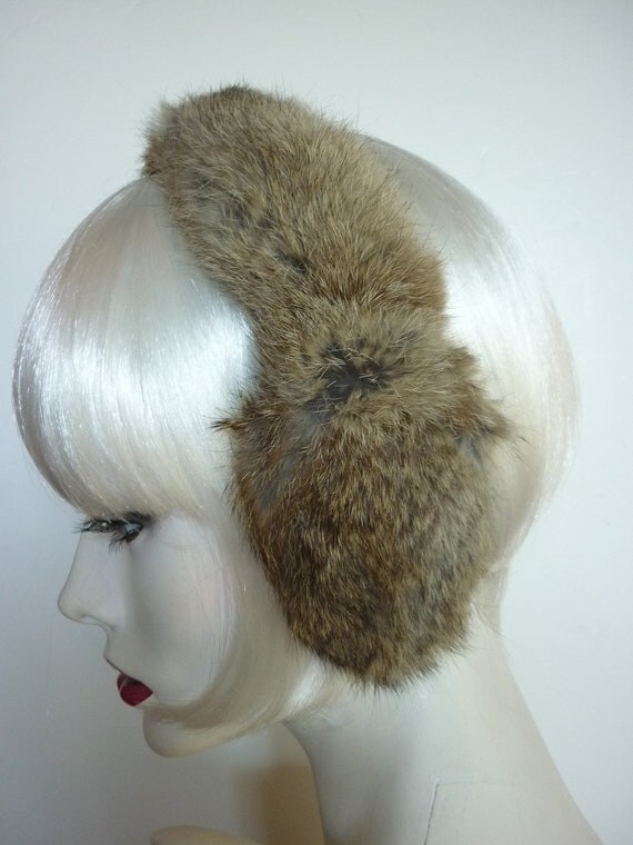 vtg 1970s Rabbit Fur Ear Muffs by decotodiscovintage on Etsy