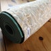 Handmade Yoga Bag Pilates Mat Bag in Gray Beige Vines with Gold Accents MADE TO ORDER