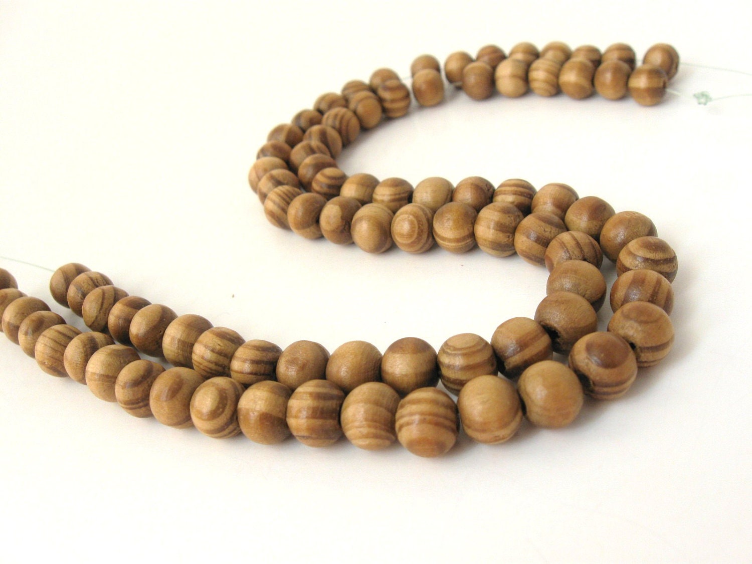 Wood beads Stripped BurlyWood Natural Brown 8mm round 40pcs (PB201)