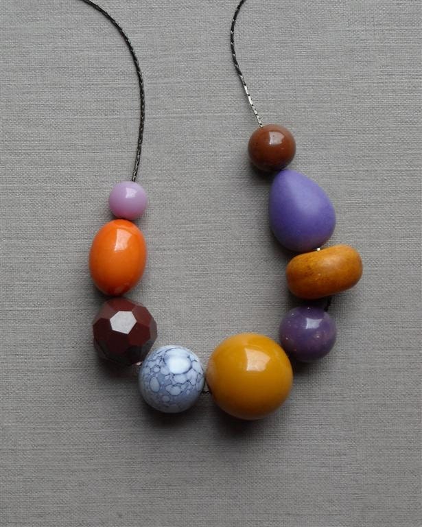 brown butter necklace - vintage lucite and gunmetal