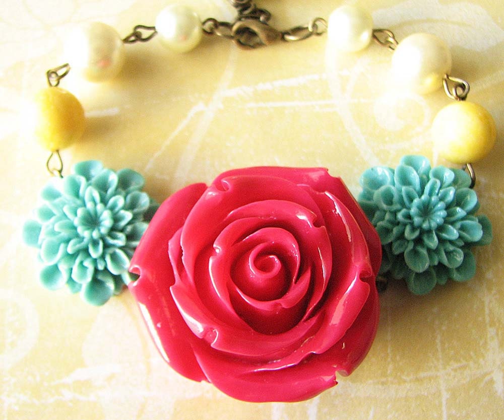 Rose Bracelet Bridesmaid Jewelry Flower Bracelet Statement Jewelry Red Bracelet