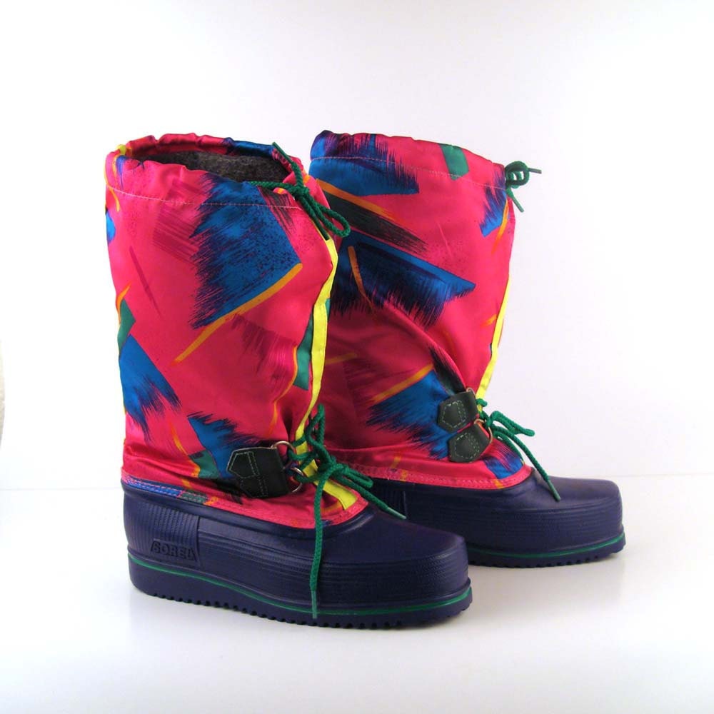 Sorel Snow Boots Vintage Winter Neon Moon Boots Ski Lounger apres ski