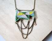 Sale - MY LOVELY CHAOS - eco-felt, vintage brass chain necklace