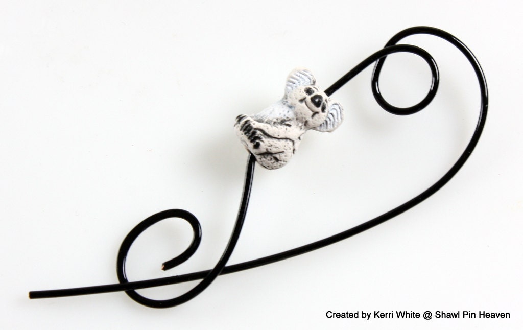 Shawl Pin or Scarf Pin - Petite Koala Bear