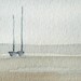 original watercolor painting of a meditative scene of sailing boats