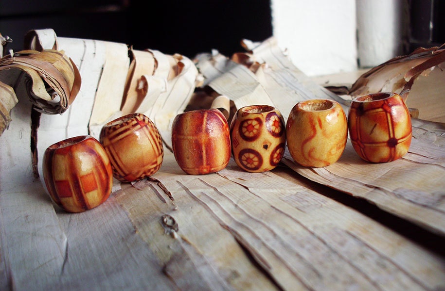 Patterned Wood Dread Bead ADD to your DREADS Dreadlock Bead Accessory Extension Accessories Boho Bohemaian Hippie Silver