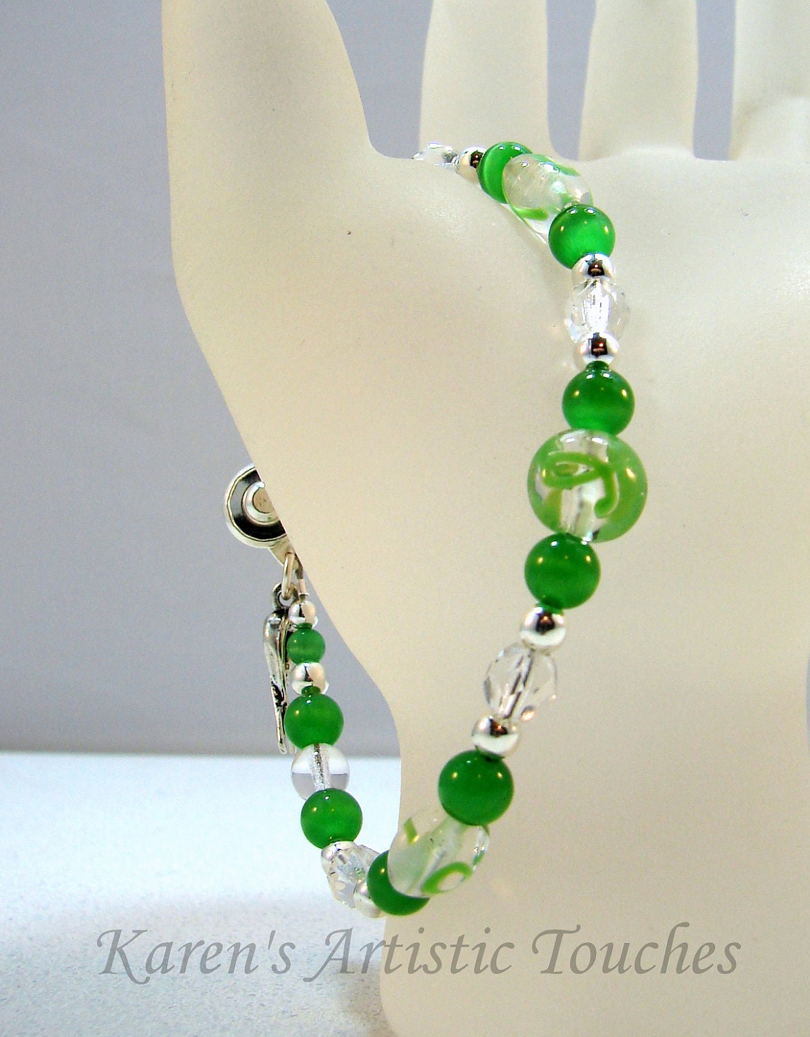 Green Ribbon Cerebral Palsy, Kidney Cancer Awareness Beaded Bracelet