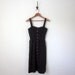 70 sundress / black floral pintuck cotton dress fitted waist (xs - s)