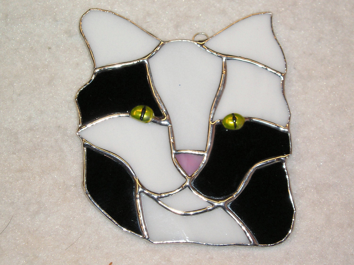 Cat Face Stained Glass Suncatcher by robinsglassworld on Etsy