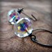 Discoball glass bead sterling silver oxidized half hoop earrings - Fantasy