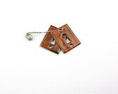 Enameled Keyhole Pair / Autumn Rust enamel Lot 8