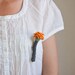 Crocheted Flower Brooch - Playful Jewelry from My Little Garden - Dark Grey Mint Orange Cotton and Wool. - OOAK