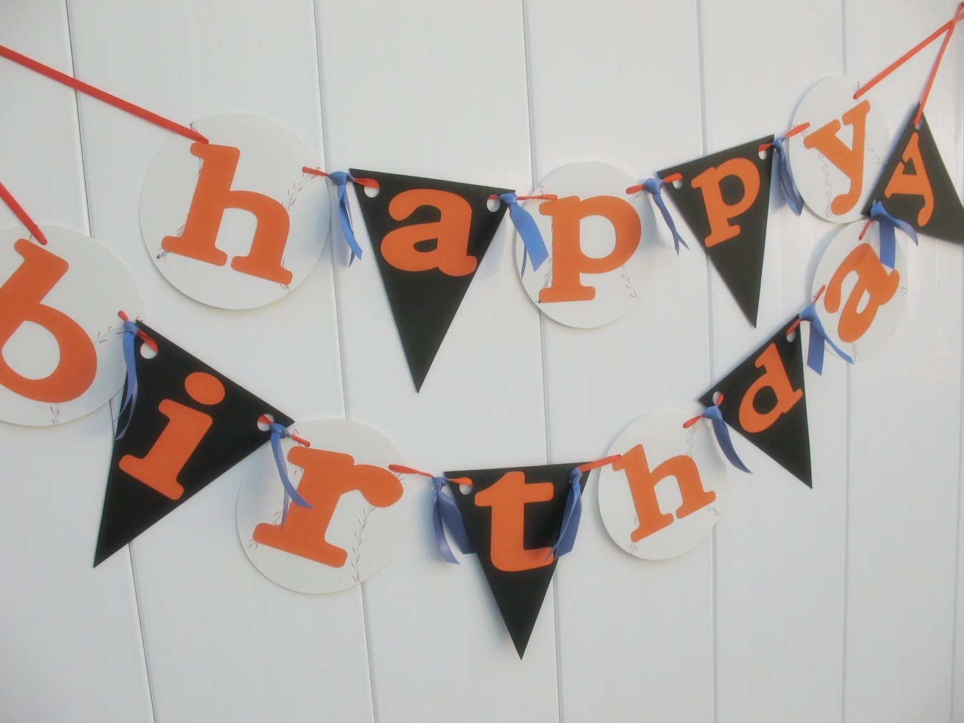 See ya Happy Birthday Baseball Party Banner -Orange Navy and White Baseballs Il_170x135