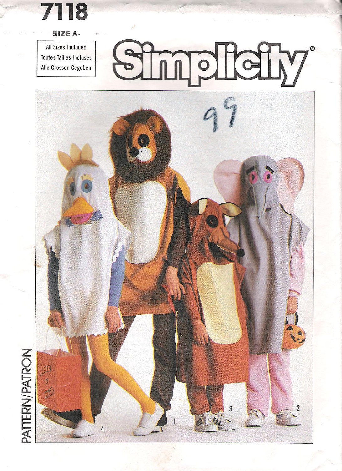 Items similar to Easy Sew Child's Animal Costumes Sewing Pattern