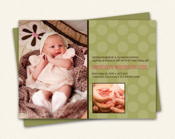 Sweet Polkadots Feature Photo Custom Photo Birth Announcements Il_570xn