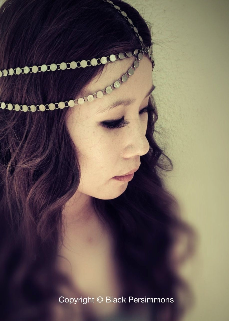 Cleopatra Chains HeadPiece No. 1 - Five Strand Brass Coins