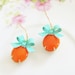 Tangerine Orange Turquoise Bow Earrings -Vintage Tangerine Orange Jewel and Turquoise Bow Dangle Earrings - Preppy, Wedding, Bridesmaid