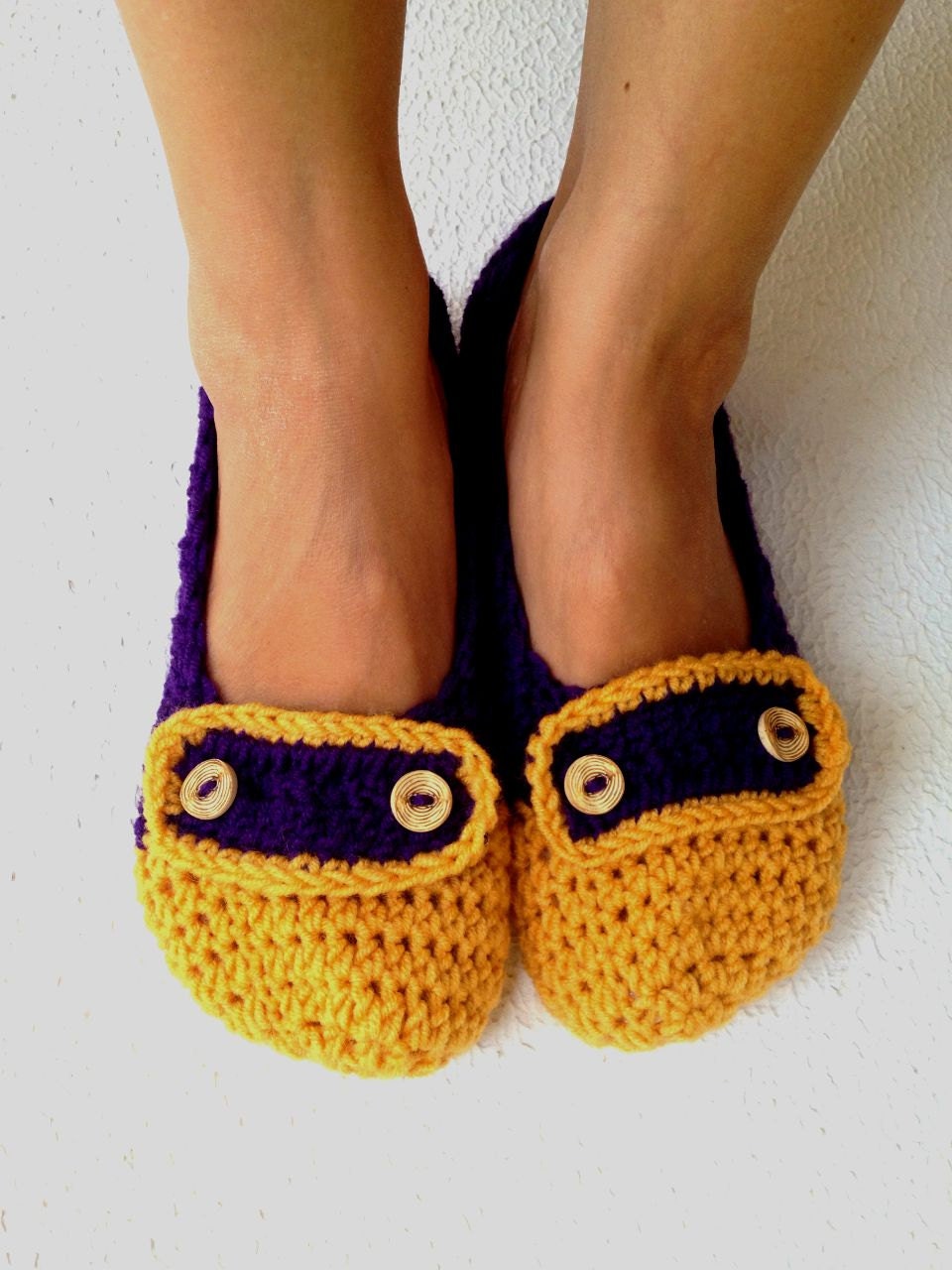 Crochet Womens Slippers, Ballet Flats, House Shoes