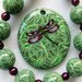 BIG SALE - Use Coupon 20Percent - Polymer Clay Beads and Pendant - With Plum Glass Pearls and Dragonfly - KIT - Green Plum Multicolor