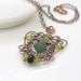 Copper necklace, Peridot and green garnet necklace, Olive green wire wrapped jewelry, Handmade copper jewelry