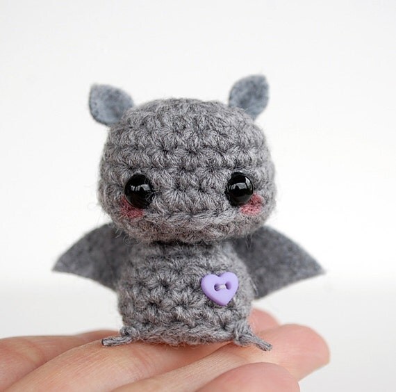 Baby Gray Bat Kawaii Mini Amigurumi by twistyfishies on Etsy