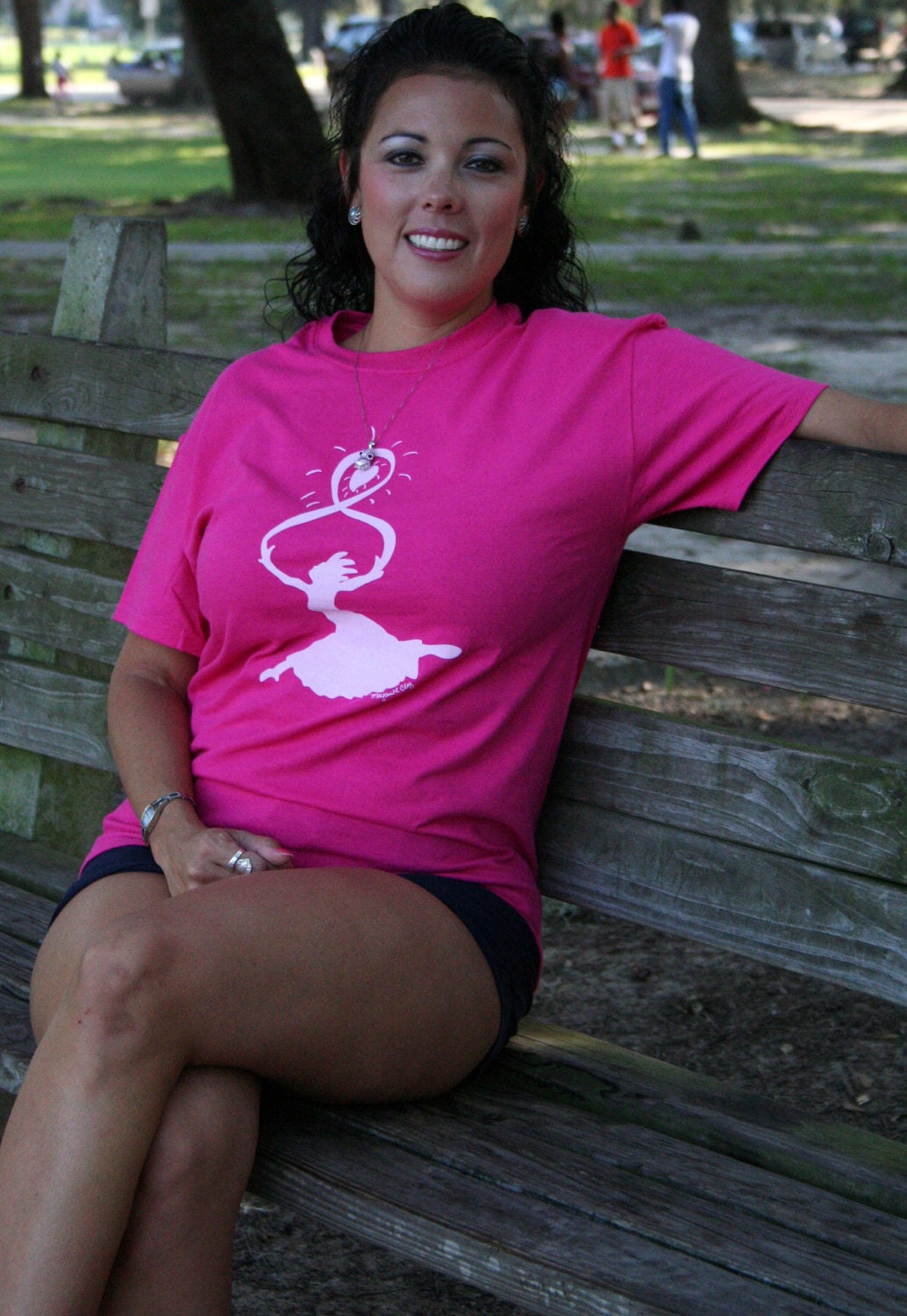 Short-sleeved T-shirt:  Pink Ribbon Dancer Celebrating Breast Cancer Survivors