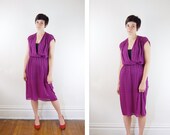 1970s Fuchsia Striped Dress - S/M