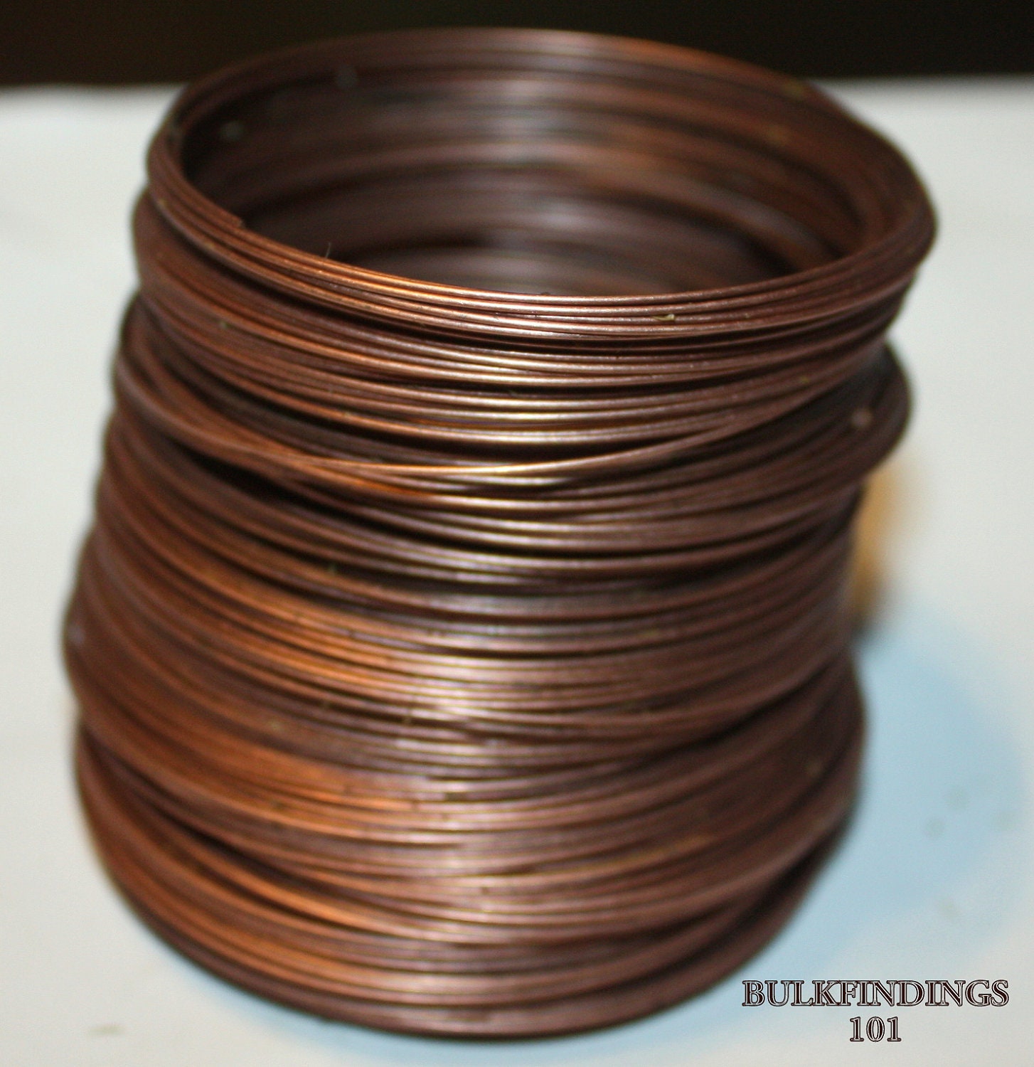 Memory Wire Antique Copper 50 Uncut Steel Circles 0.6mm