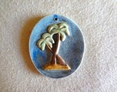 Pretty Handmade Stoneware Tropical PALM TREES Pendant