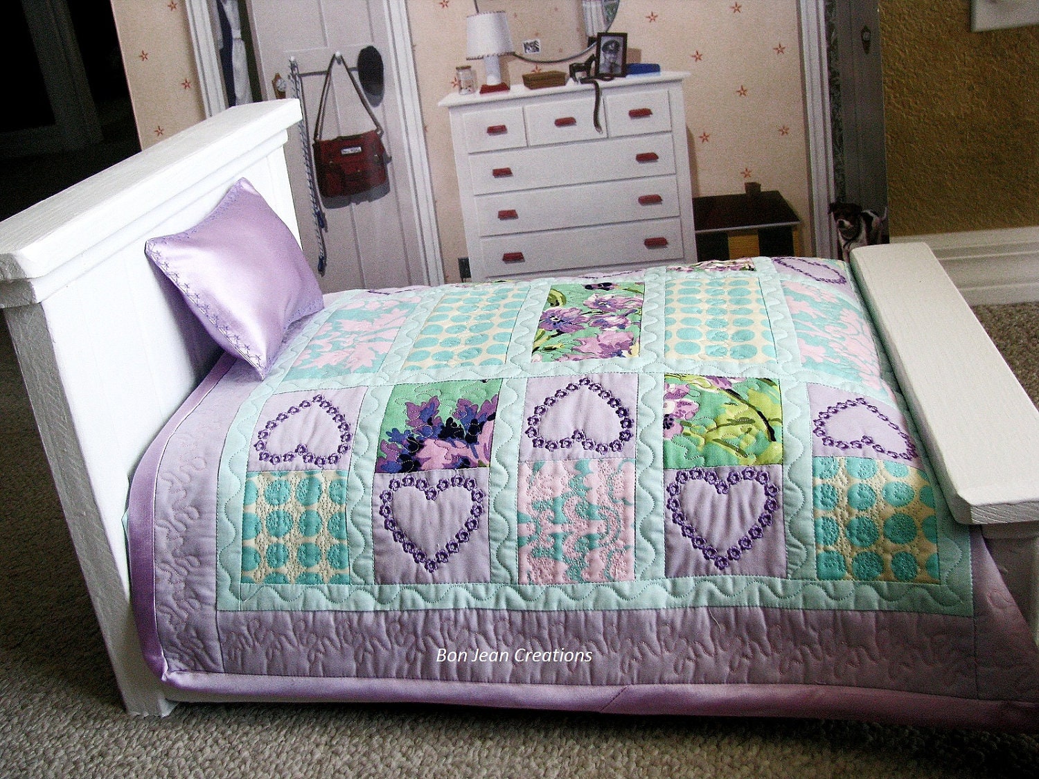 American Girl 18 Inch Doll Quilt Embroidered