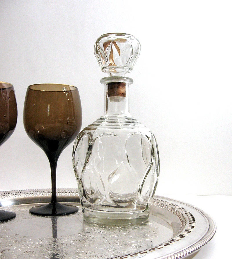 Vintage Glass Decanter Liquor Bottle Carafe Home Bar