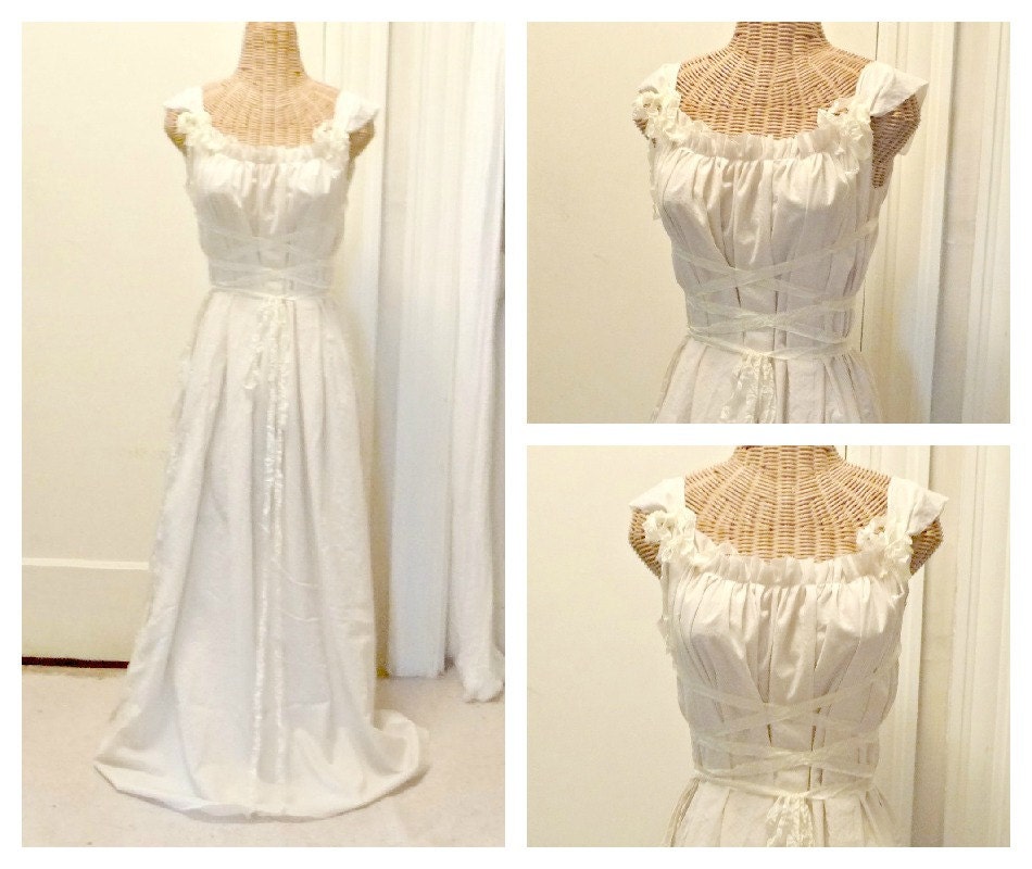 Meadow Maiden Corset Dress Affordable Maxi Ivory or White Swedish Custom Tattered Ruffled Womens