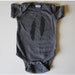 Infant Boy Girl One Piece, Pair Of Feathers, Tribal Embellished Onesie, Black On Charcoal Grey, Native Indian Style, Newborn, 6 12 Month