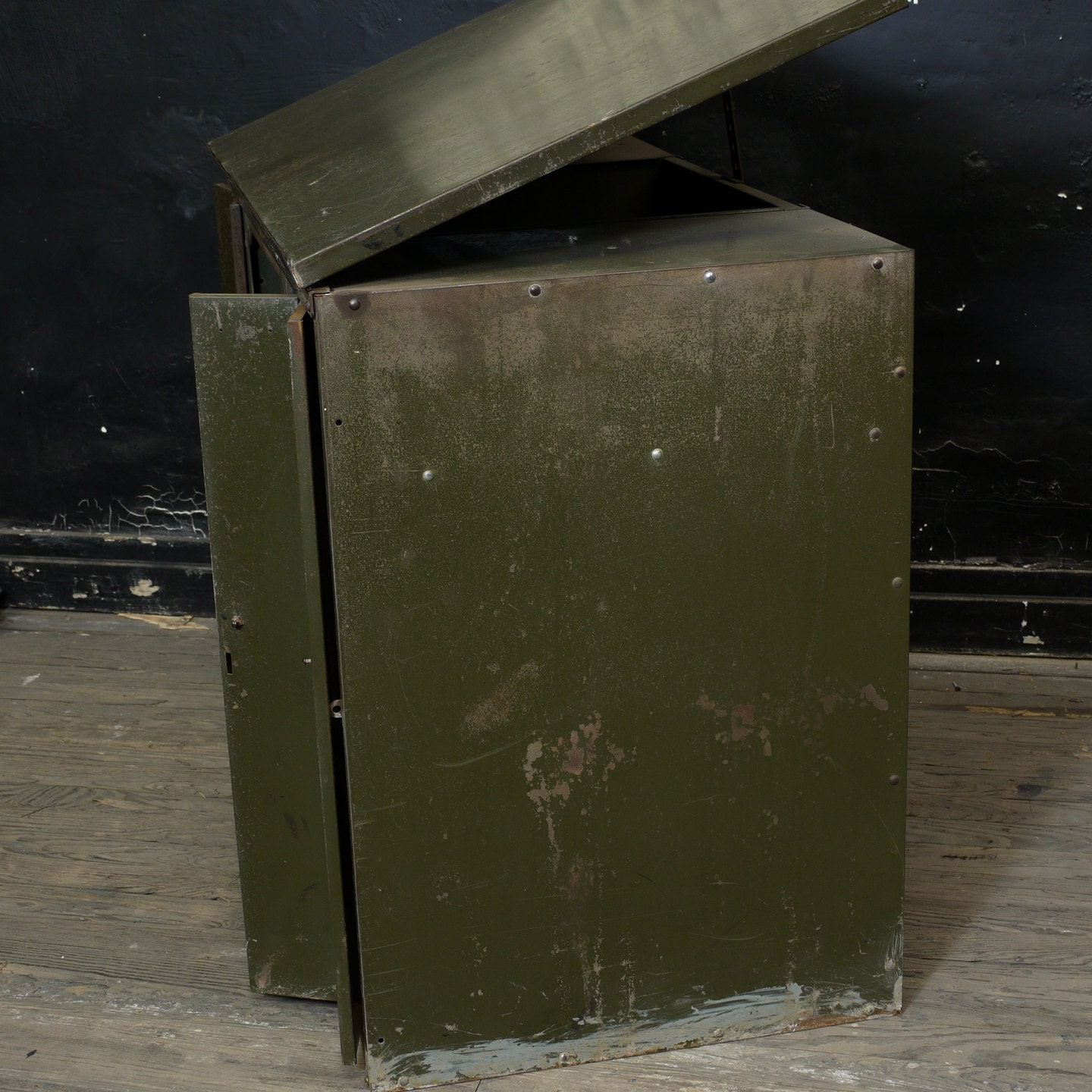 Vintage Industrial Drafting Table, Metal Print Cabinet Desk